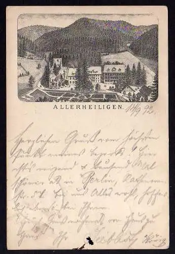 71672 AK Kloster Allerheiligen Schwarzwald 1892 Vorläufer