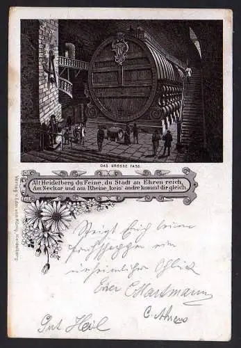 72036 AK Heidelberg Das große Fass Litho 1896