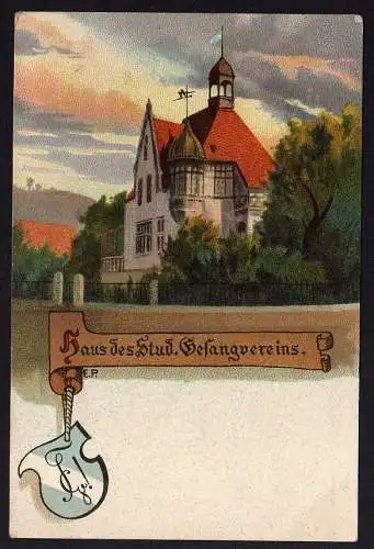 71195 AK Studentika Haus der BLAUE SÄNGER Göttingen 1909
