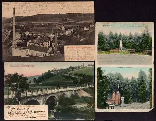 61546 3 AK Rosswein Stadtpark Rüderplatz Trinkhalle 1913 Niederstriegis Brücke