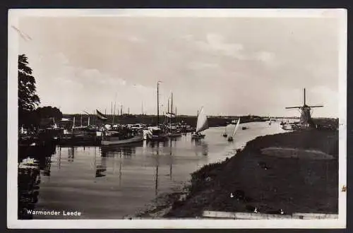 61076 AK Warmonder Leede Schiff Segelboot Windmühle Teylingen Fotokarte 1931