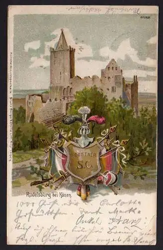 51216 Ansichtskarte Rudelsburg bei Bad Kösen Litho 1907