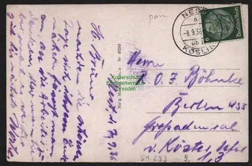 51233 AK Ostseebad Nest über Köslin 1936 Fischerhaus Reusen Uniescie