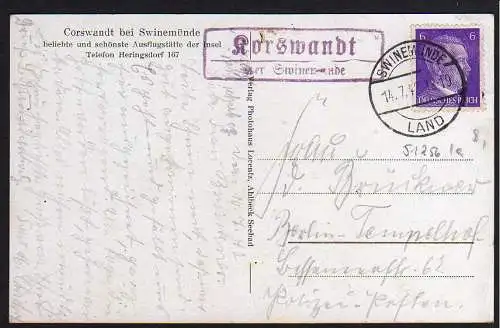 51256 AK Corswandt bei Swinemünde 1942 Landpoststempel