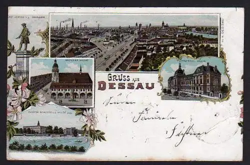 51259 Ansichtskarte Dessau 1899 Litho Schloss Grosser Markt Palais