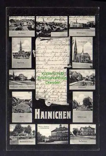 132228 AK Hainichen 12 Bilder Kirchen Gellertsr. Am Bahnhof 1904
