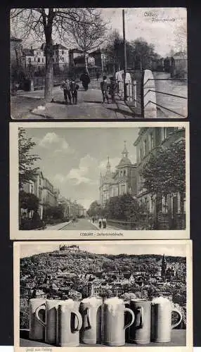 113843 3 AK Coburg Itzpromenade um 1910 Seifartshofstraße Bierseidel Panorama