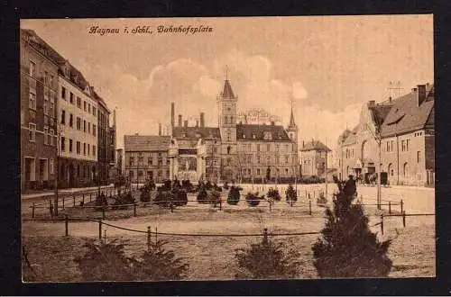 103759 Ansichtskarte Haynau Schlesien Bahnhofsplatz Fabrik 1918