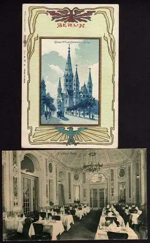 63667 2 Ansichtskarte Berlin Top Jugendstil Ansichtskarte Kirche 1900 Kempinski Weinstuben