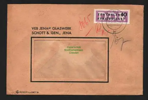 B4791 DDR ZKD B 8 Brief Jena Nachverwendung 25.5.57 nur bis 30.4.57 gültig