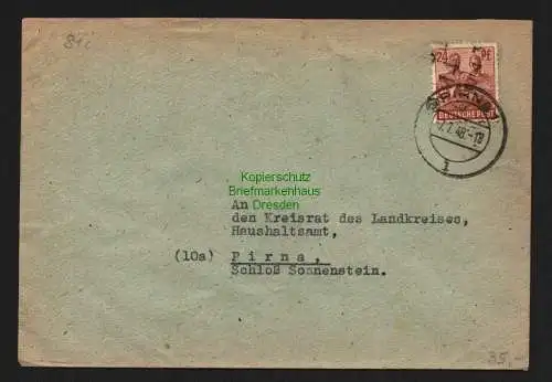 H6171 SBZ Handstempel Bezirk 14 Pirna 3 24 Pfg. 174 Brief  7.7.48