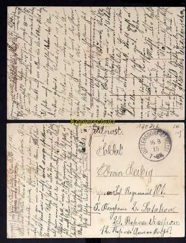 120242 2 AK Dittersdorf Bez. Dresden 1915