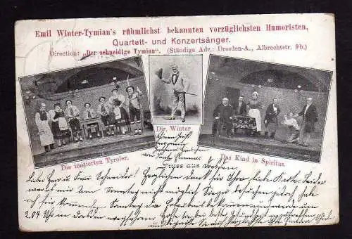 109970 Ansichtskarte Dresden 1898 Kabaret Der schneidige Tymian Humorsten Quartett und Konz
