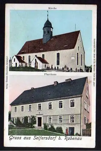 69556 AK Seifersdorf b. Rabenau Kirche Pfarrhaus 1905
