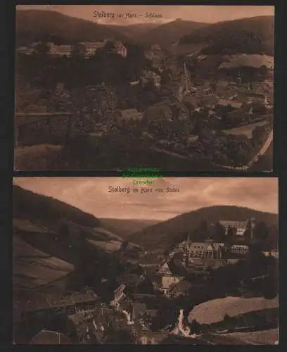 151274 2 Ansichtskarte Stolberg Harz Schloss 1910 von Süden Bahnpost Berga Rottleberode
