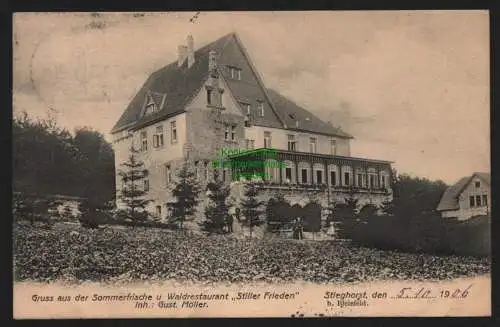 150742 Ansichtskarte Stieghorst bei Bielefeld 1906 Waldrestaurant Stiller Frieden G. Möller