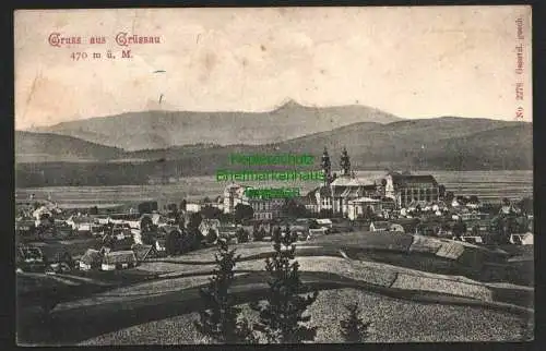 143304 Ansichtskarte Grüssau Krzeszow 1916 Panorama Feldpost Reserve Lazarett Landeshut