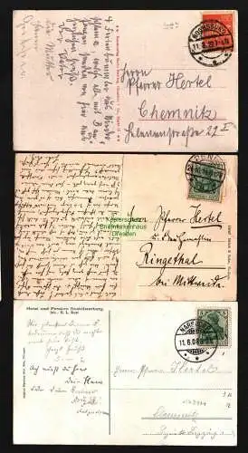 143421 3 AK Schloss Rochsburg Eingang 1914 Fernsicht 1922 Hotel und Pension