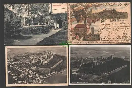 141079 4 Ansichtskarte Litho Stolpen 1900 Luftbild Burgruine 1936