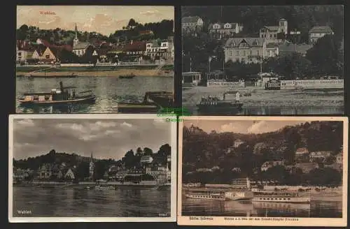 141023 4 Ansichtskarte Wehlen Dampfschiff Hotel Restaurant Konzertdampfer 1908 1928