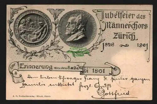 138178 AK Zürich 1901 Jubelfeier des Männerchors