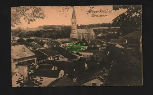 138209 Ansichtskarte Mauerkirchen Oberösterreich Totale Kirche 1921