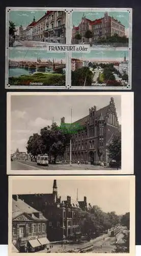 123942 3 Ansichtskarte Frankfurt Oder Regierung Baugewerkschule Oderbrücke 1918 An der Post