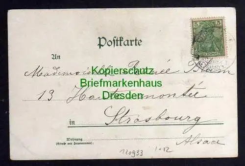 120933 AK Strassburg Elsass Litho Baeckenhiesel Kleberplatz Garten Veranda 1899