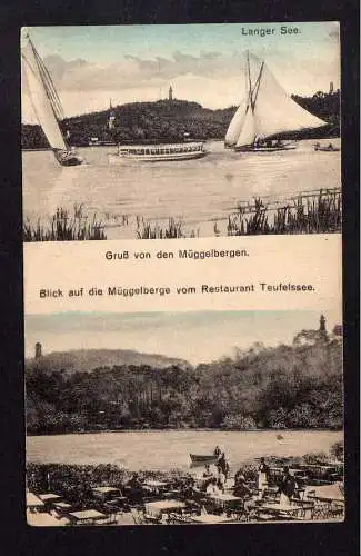 112066 Ansichtskarte Müggelberge Restaurant Teufelssee Langer See Segelboote um 1920