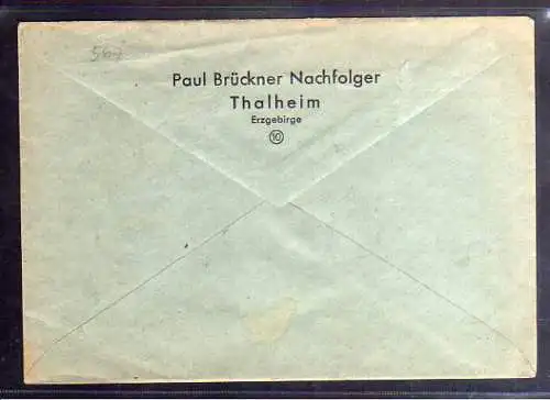 B789 SBZ Brief Gebühr bezahlt 1945 Thalheim Erzgeb.