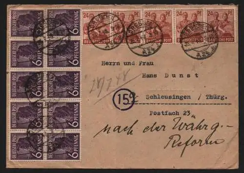 B12818 SBZ Brief Währungsreform Zehnfachfrankatur 1948 Dresden A 24 nach