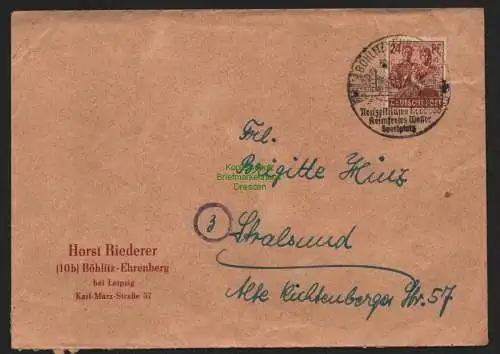 B11416 Brief SBZ Alliierte Besetzung Böhlitz-Ehrenberg 8.8. 1948 SST Großbad