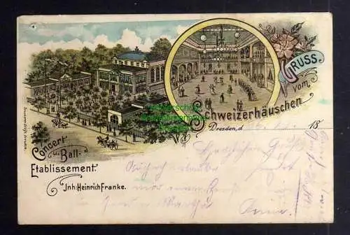 127317 AK Dresden 1898 Litho Concert- u. Ball Etablissement Schweizerhäuschen