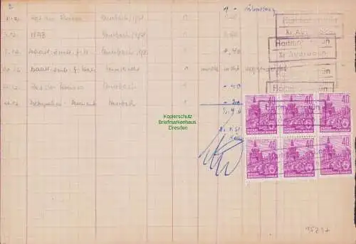 B15297 DDR Hartmannsgrün Kr. Auerbach Landpoststempel Seite Einlieferungsbuch