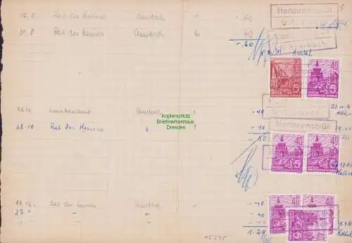 B15295 DDR Hartmannsgrün Kr. Auerbach Landpoststempel Seite Einlieferungsbuch