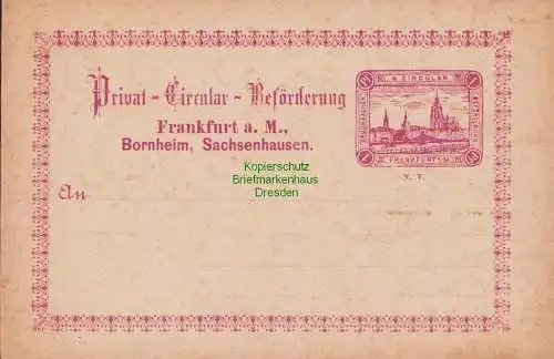 B15275 Ganzsache Privatpost Privat Circular Beförderung Frankfurt a. M. Bornheim