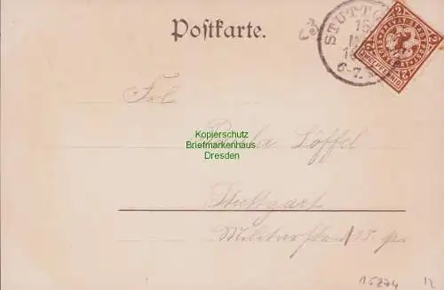 B15274 Ansichtskarte Privatpost Stuttgart um 1900 Künstlerkarte Als ich Abschied nahm