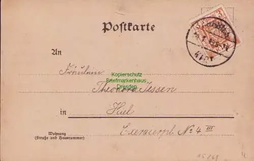B15269 AK Litho Maienröschen 2 Frauen Privatpost Kiel Courier 1899