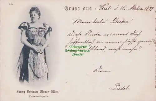 B15268 AK Fanny Bertram Moran-Olden Kammersängerin Privatpost Kiel Courier 1899