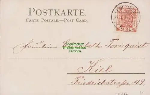 B15267 Litho Moor aufgehende Sonne Kupfer geprägt Privatpost Kiel Courier 1900