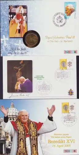 B15218 Polen 2005 Warszawa Papst Johannes Paul II. Numisbrief + 2x Brief Vatikan