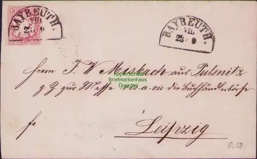 B15368 Brief Bayern um 1870 Bayreuth nach Leipzig Flachsspinnerei Sophian Kolb