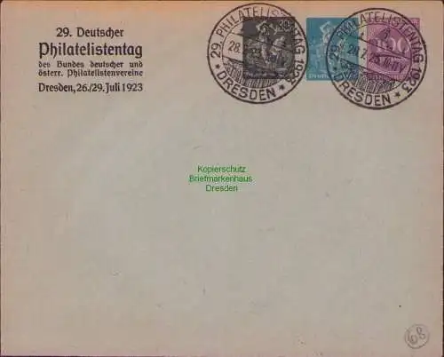 B15355 Privatganzsache Deutsches Reich 1923 Philatelistentag Dresden blanko SST