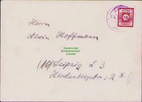 B15331 Brief Ostsachsen 1945 Notstempel Jonsdorf über Zittau im Kreis