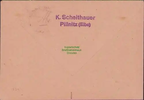 B15314 SBZ Handstempel Bezirk 14 Dresden Brief Einschreiben 84 Pfg. Pillnitz na