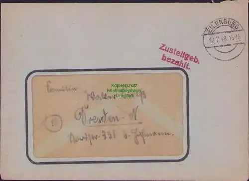 B15306 Brief Eilenburg Währungsreform 1948 Zustellgeb. bezahlt