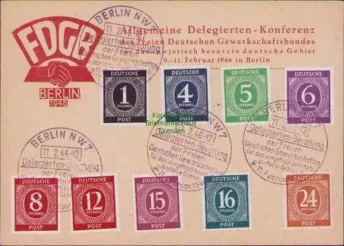 B15302 Gedenkkarte Alliierte Besetzung 1946 FDGB Delegierten Konferenz Berlin