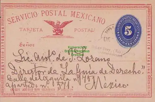 B15195 Mexiko Ganzsache 5 Centavo blau 1893 Veracruz