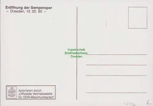 B15192 DDR 1985 Marke aus Block 80 Wiedereröffnung der Semperoper Dresden