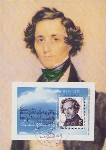 B15189 DDR 1984 175. Geb. von Felix Mendelssohn Bartholdy Block 76 Maximumkarte